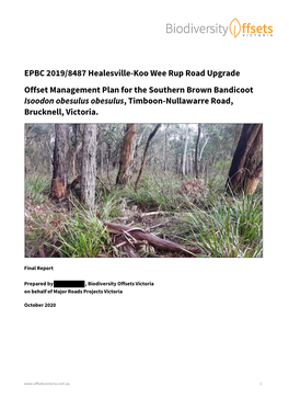 EPBC 2019/8487 Healesville-Koo Wee Rup Road Upgrade Offset