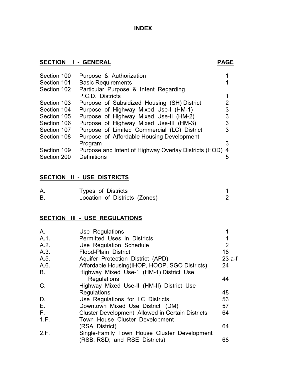 Section I - General Page