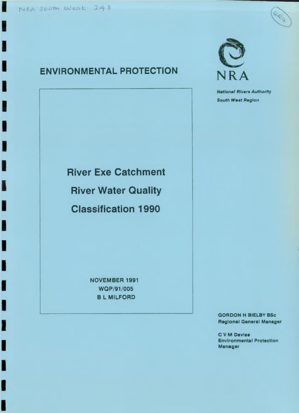 River Exe Catchment River Water Quality Classification 1990