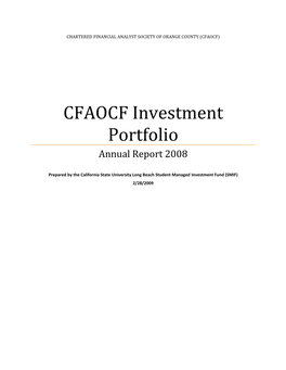 2008 CFAOCF Annual Report