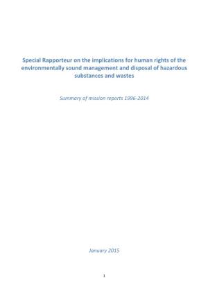 Special Rapporteur on the Implications for Human Rights of the Environmentally Sound Management and Disposal of Hazardous Substances and Wastes