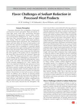 Flavor Challenges of Sodium Reduction in Processed Meat Products