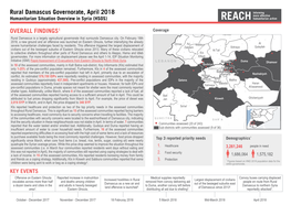 Rural Damascus Governorate, April 2018 OVERALL FINDINGS1