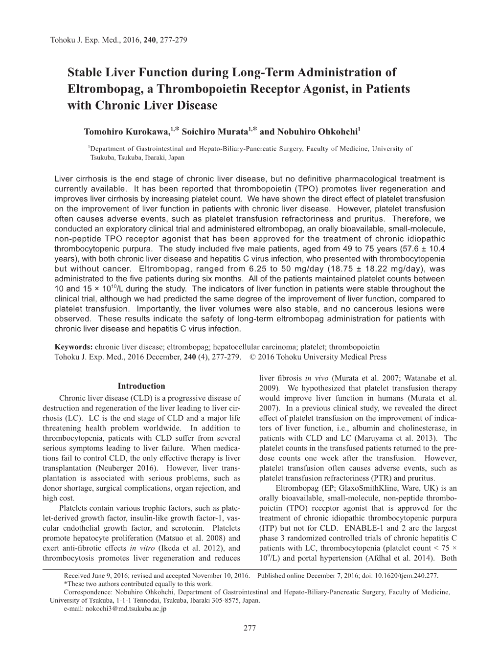 Stable Liver Function During Long-Term Administration of Eltrombopag, a Thrombopoietin Receptor Agonist, in Patients with Chronic Liver Disease