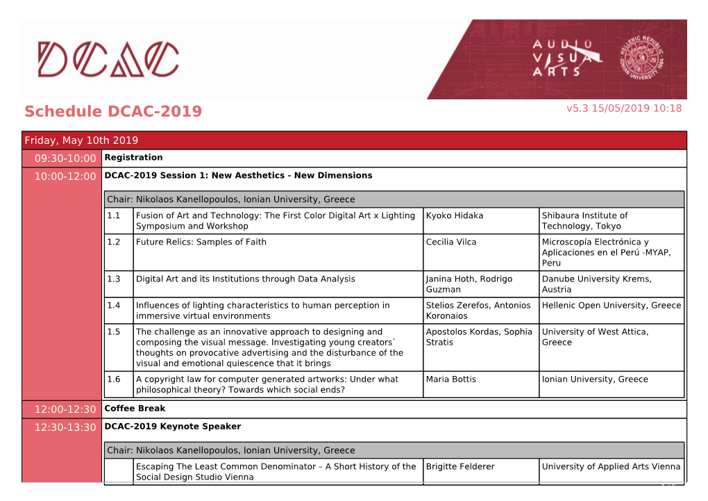 Schedule DCAC-2019 V5.3 15/05/2019 10:18
