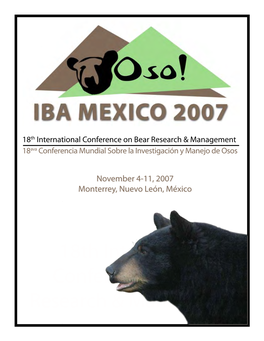 18Th International Conference on Bear Research & Management