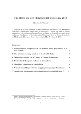 Problems on Low-Dimensional Topology, 2018