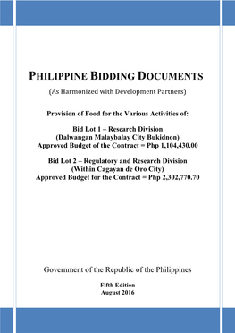 PHILIPPINE BIDDING DOCUMENTS (As Harmonized with Development Partners)