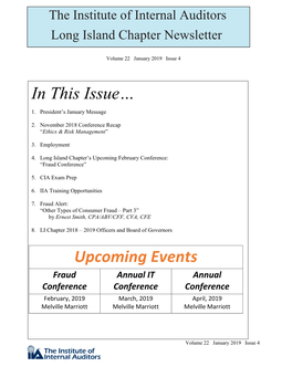 Fraud-2019 “Ain’T Nothing Like the Real Thing, Baby…” Friday, February 15, 2019 – Melville Marriott 8:30 Am – 5:00 Pm (8 CPE/CPD Credits)