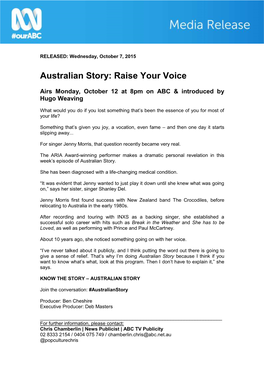 Australian Story: Raise Your Voice