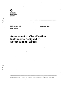 Assessment of Classification Instruments Designed to Detect Alcohol Abuse