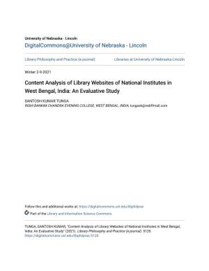 Content Analysis of Library Websites of National Institutes in West Bengal, India: an Evaluative Study