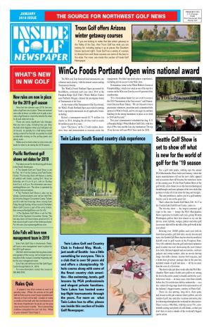 Winco Foods Portland Open Wins National Award the Web.Com Tour Honored Four Tournaments, One Engagement