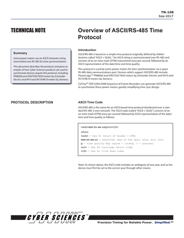 Overview of ASCII/RS-485 Time Protocol