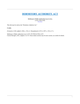 Dormitory Authority Act