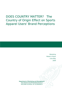 The Country of Origin Effect on Sports Apparel Users' Brand Perceptions