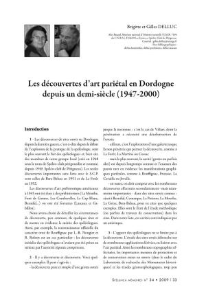 L'histoire Des Découvertes 1947-2000 D'art Pariétal En Dordogne