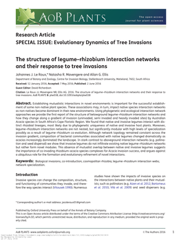 The Structure of Legume–Rhizobium Interaction Networks and Their Response to Tree Invasions