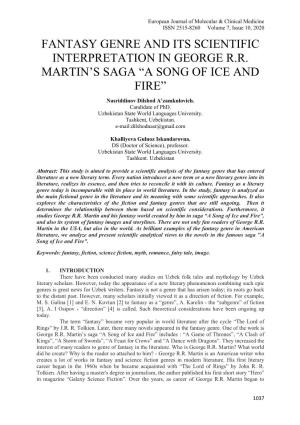 Fantasy Genre and Its Scientific Interpretation in George Rr Martin's