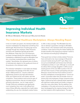 Improving Individual Health Insurance Markets