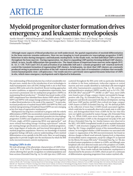 Myeloid Progenitor Cluster Formation Drives Emergency and Leukaemic Myelopoiesis Aurélie Hérault1*, Mikhail Binnewies1*, Stephanie Leong1*, Fernando J