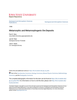 Metamorphic and Metamorphogenic Ore Deposits