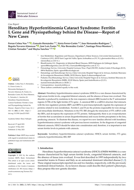 Hereditary Hyperferritinemia Cataract Syndrome: Ferritin L Gene and Physiopathology Behind the Disease—Report of New Cases
