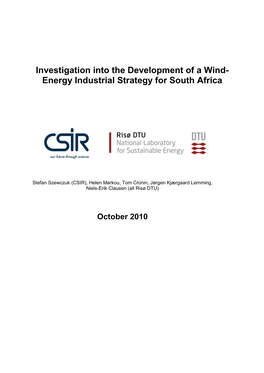 CSIR Risø Wind Industrial Strategy Final Report 11 October 2010X