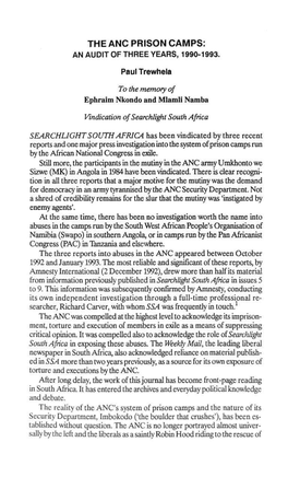 The Anc Prison Camps: an Audit of Three Years, 1990-1993