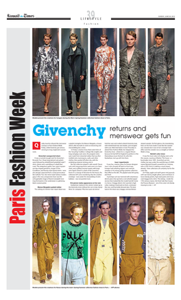 Givenchy Returns and Menswear Gets