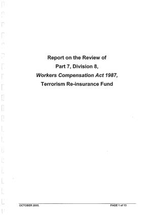 Report on the Review of Part 7, Division 8, Workers Compensation Act 1987, Terrorism Re-Insurance Fund