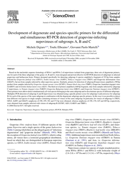 Development of Degenerate and Species-Specific Primers for The