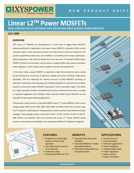 Linear L2TM Power Mosfets Linear L2TM Power Mosfets