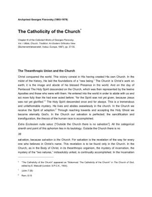 The Catholicity of the Church*