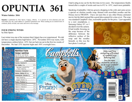 OPUNTIA 361 a Special on Chicken Noodle Soup, Themed with Snowflake Noodles and the Winter Solstice 2016 Disney Movie FROZEN