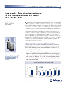 How to Select Floor-Cleaning Equipment for the Highest Efficiency and Lowest Total Cost to Clean