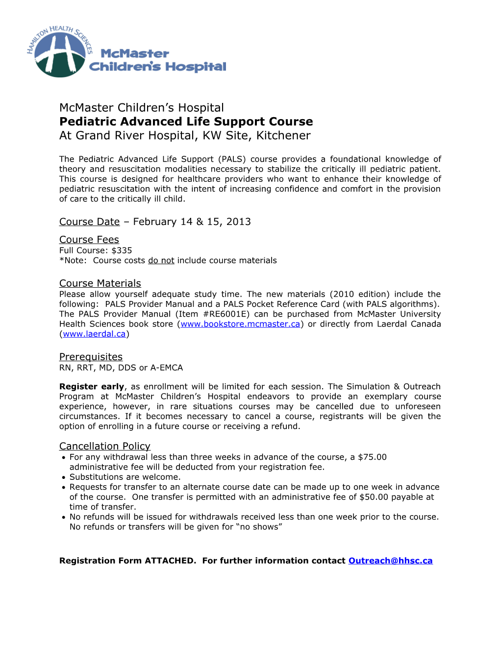 Pediatric Advanced Life Support Course