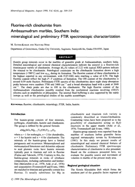 Fluorine-Rich Clinohumite from Ambasamudram Marbles, Southern India: Mineralogical and Preliminary FTIR Spectroscopic Characterization