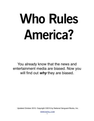 Who Rules America? by the Research Staff of National Vanguard Books