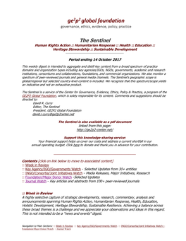 The Sentinel Human Rights Action :: Humanitarian Response :: Health :: Education :: Heritage Stewardship :: Sustainable Development ______