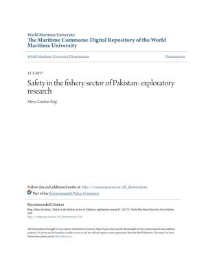 Safety in the Fishery Sector of Pakistan: Exploratory Research Mirza Zeeshan Baig