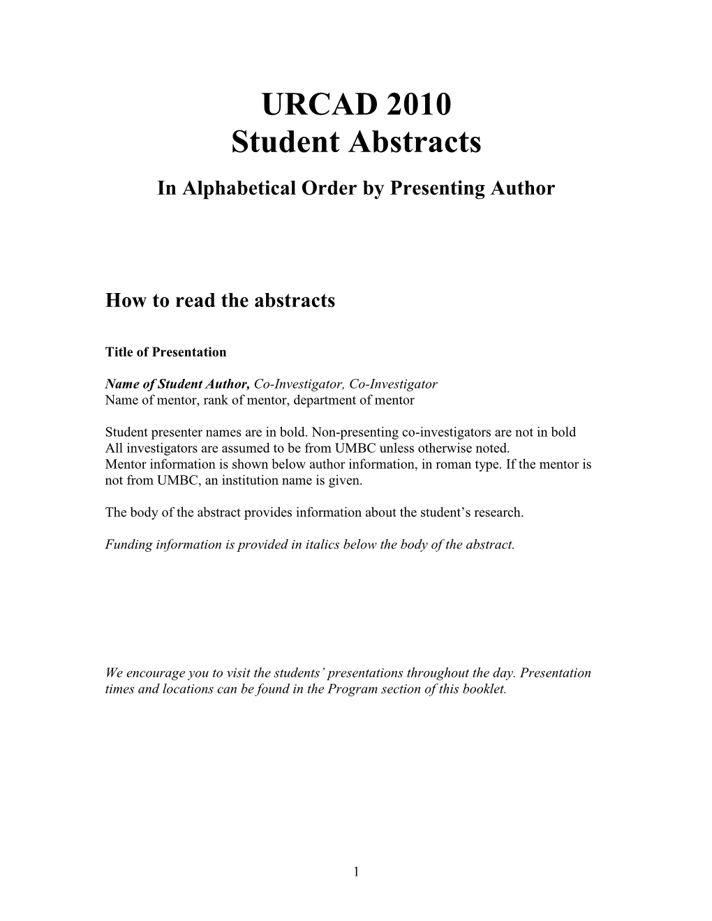 Student Abstracts