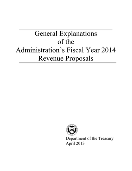 Administration's Fiscal Year 2014 Revenue Proposals