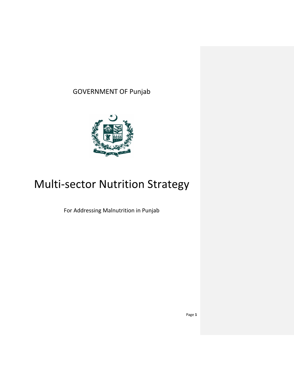 Multi-Sector Nutrition Strategy