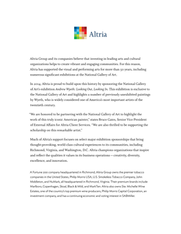 Altria Group and Its Companies Believe That Investing in Leading Arts and Cultural Organizations Helps to Create Vibrant and Engaging Communities