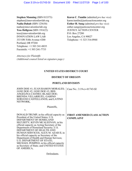 FIRST AMENDED CLASS ACTION COMPLAINT I Case 3:19-Cv-01743-SI Document 100 Filed 11/27/19 Page 3 of 100