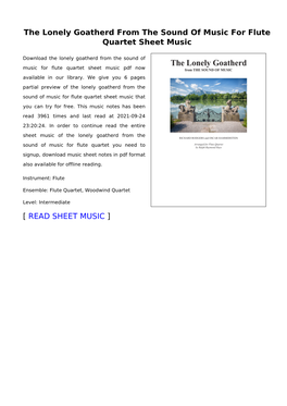 The Lonely Goatherd from the Sound of Music for Flute Quartet Sheet Music