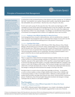 Principles of Investment Risk Management