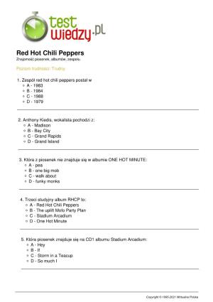 Red Hot Chili Peppers Znajomość Piosenek, Albumów, Zespołu