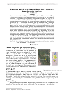 Petrological Analysis of the Granitoid Rocks from Pangon Area, Paung